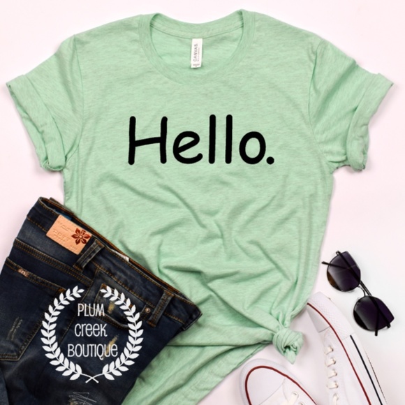 Plum Creek Boutique Tops - Hello Statement Tee - Short Sleeve Graphic Shirt